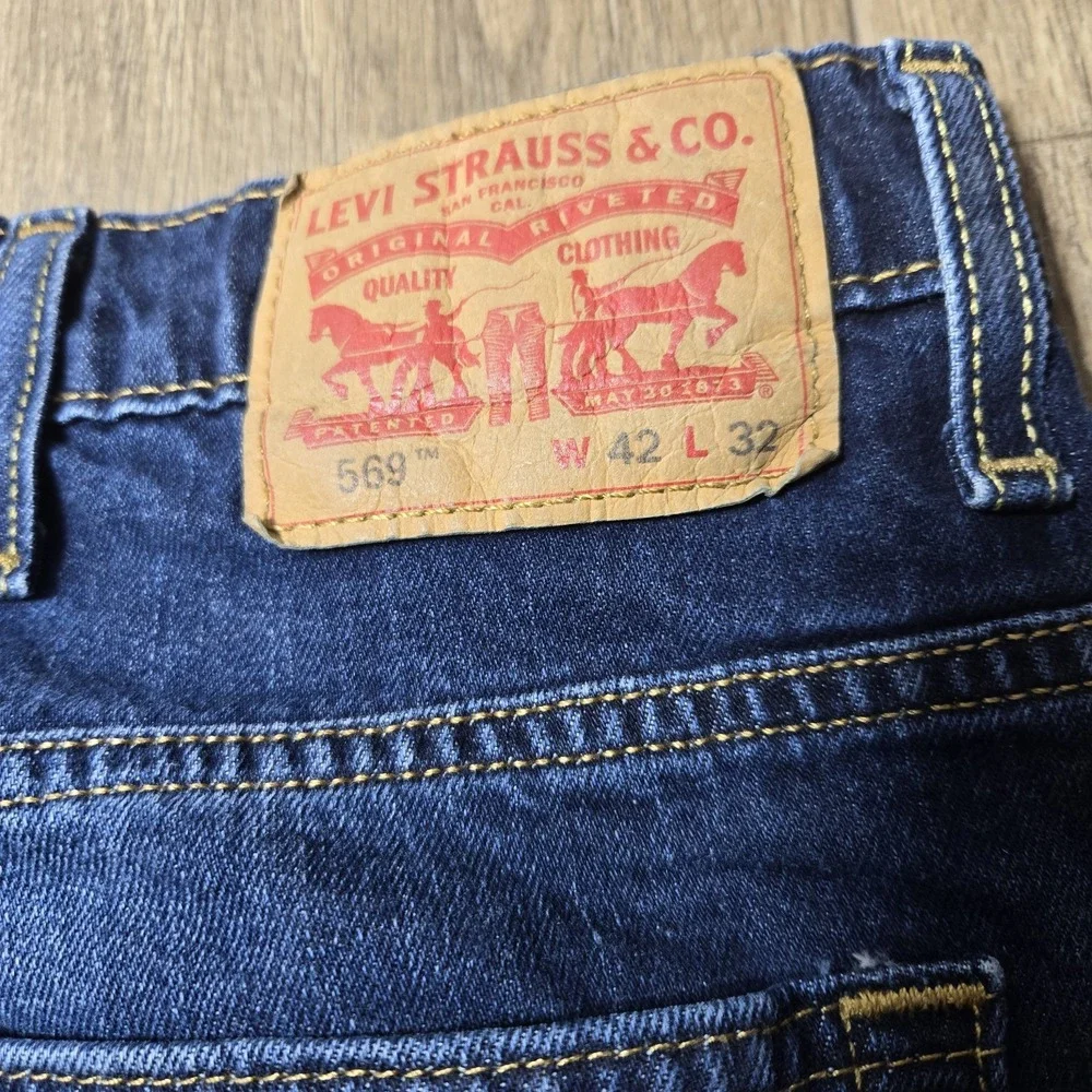 Levi's 569 Mens Loose Straight Fit Jeans Dark Wash Denim Comfort Casual W43 L30